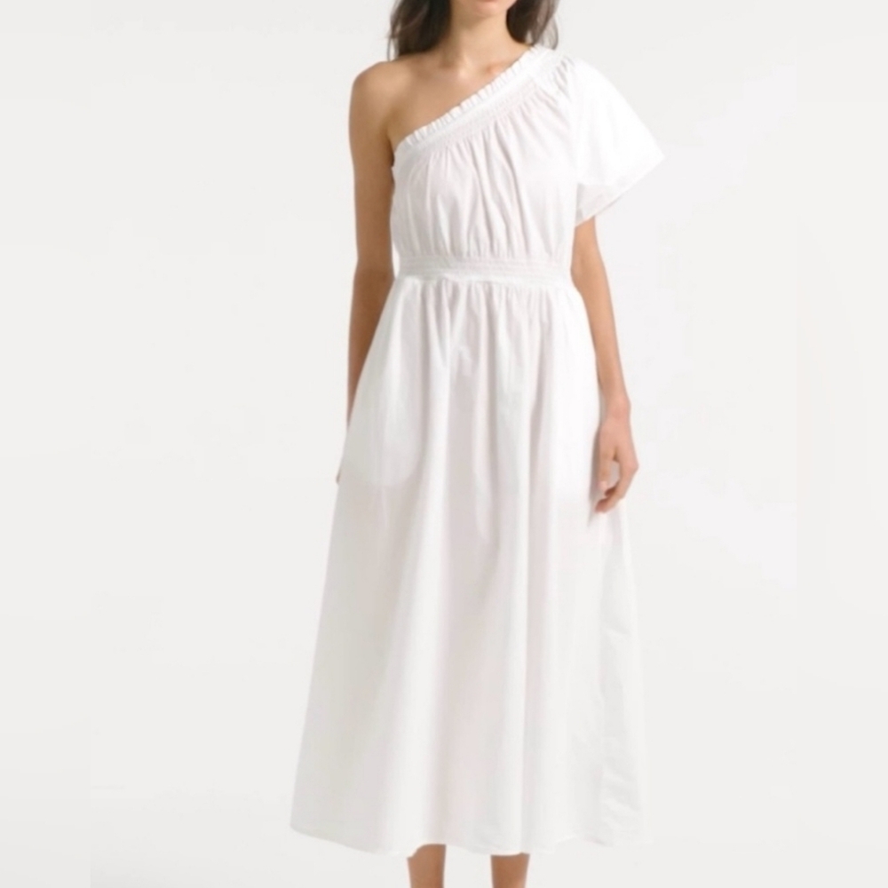 JCrew NWT White One-Shoulder Midi Dress